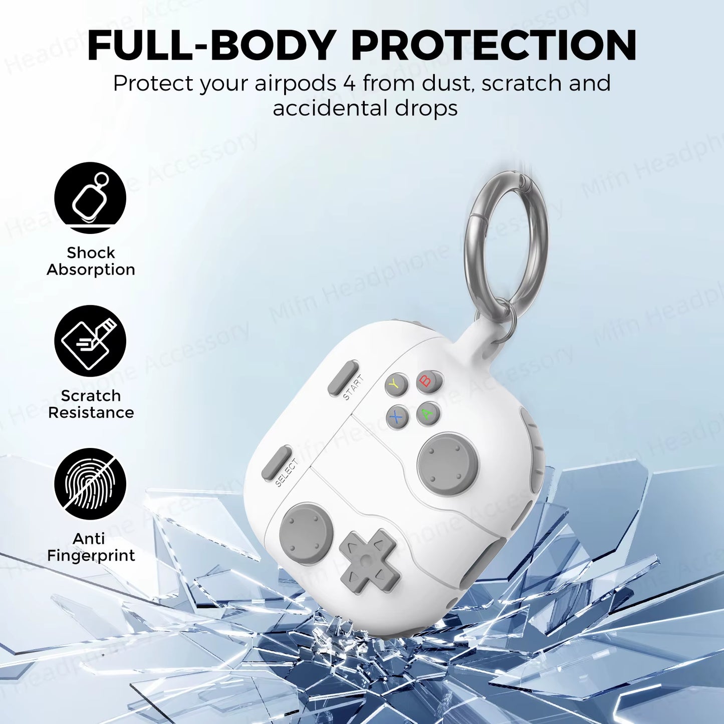 Case for Apple Airpods 4Th Gen Silicone Protector Cover 3D Games Console Case with Cleaning Kit for Airpod 4 (UBC C)Case for Man